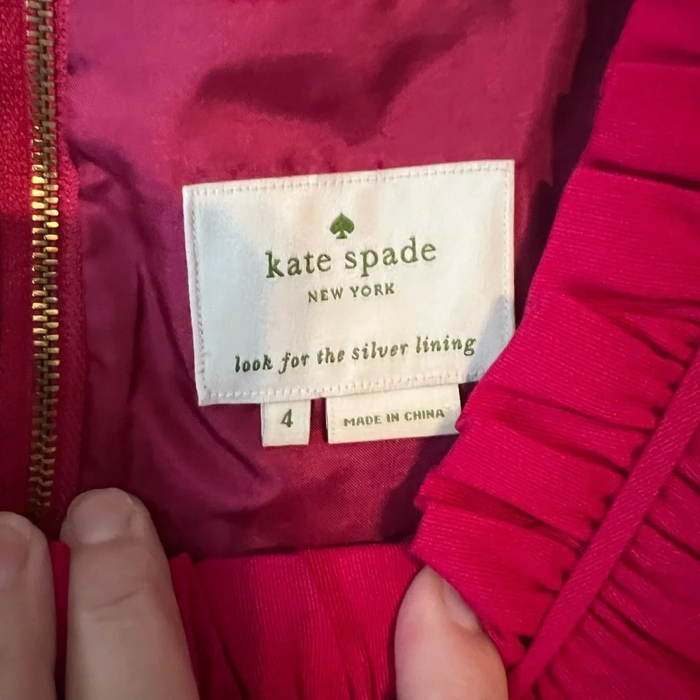 Kate Spade Raspberry Silk Blend Fit & Flare Belted Sleeveless Dress 4 GUC #1670